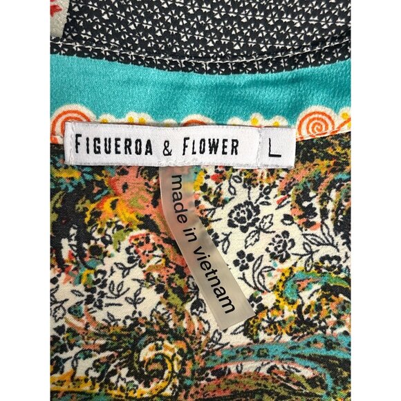 Figueroa & Flower Womens Multicolor Button-Up Tunic Shirt Size L Lightweight Pol - Picture 5 of 8